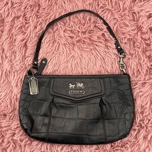 Y2K Vintage Coach Croc-Embossed Black Leather